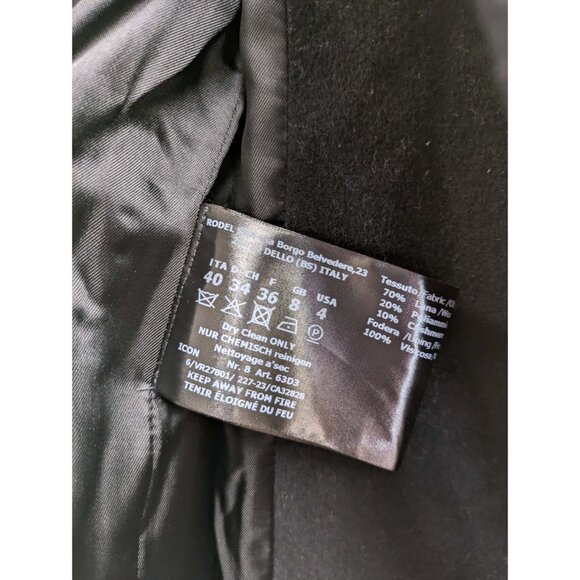 Cinzia Rocca Double-Breasted Wool Coat Black US04 - Picture 7 of 8